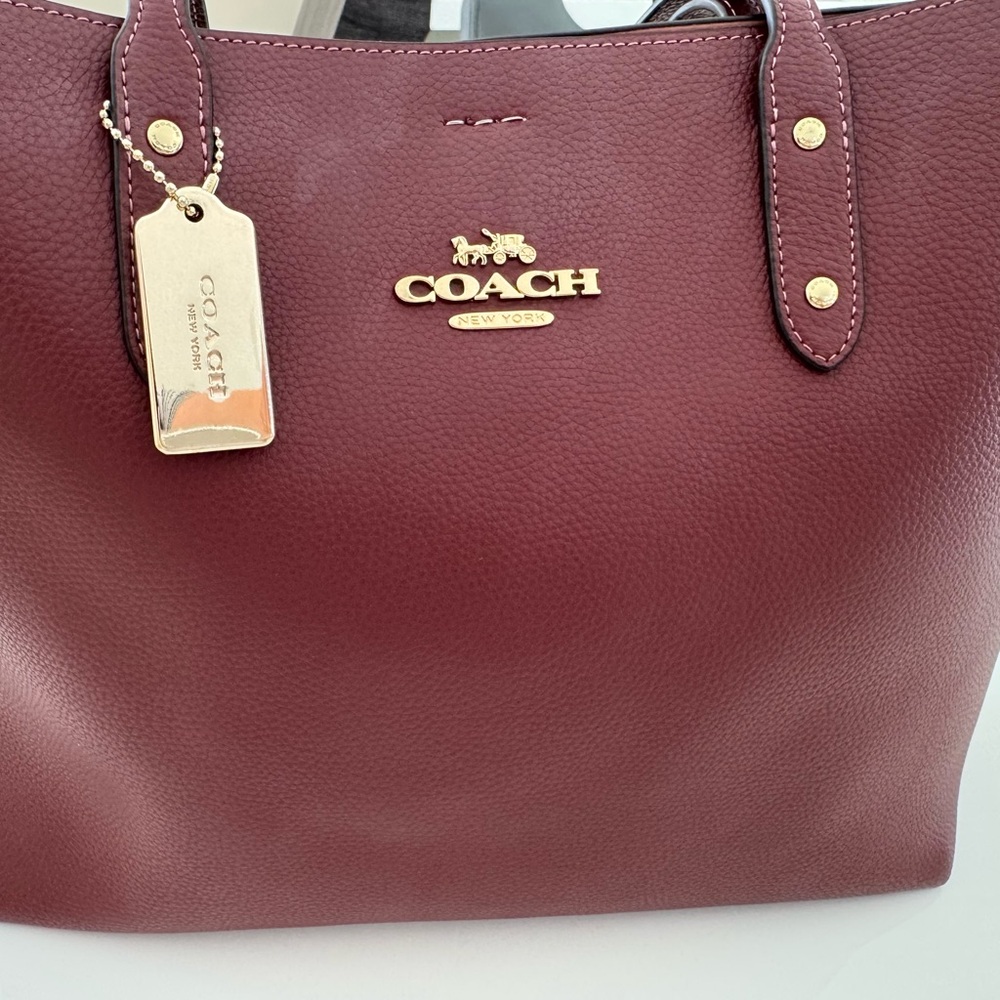 Coach Maroon Leather Tote Bag